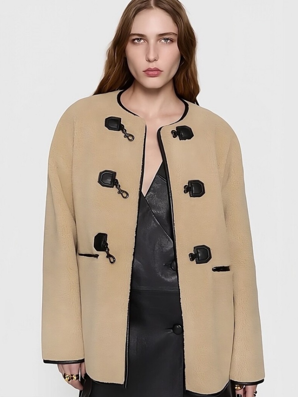 Rebecca Minkoff shearling toggle jacket coat Size Medium